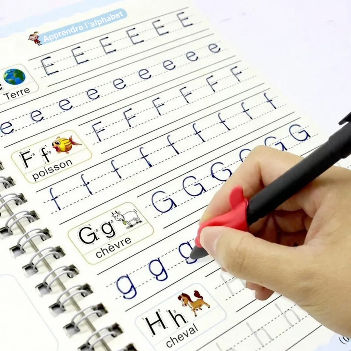 Cahiers d’écriture magiques avec stylo (4 pièces)